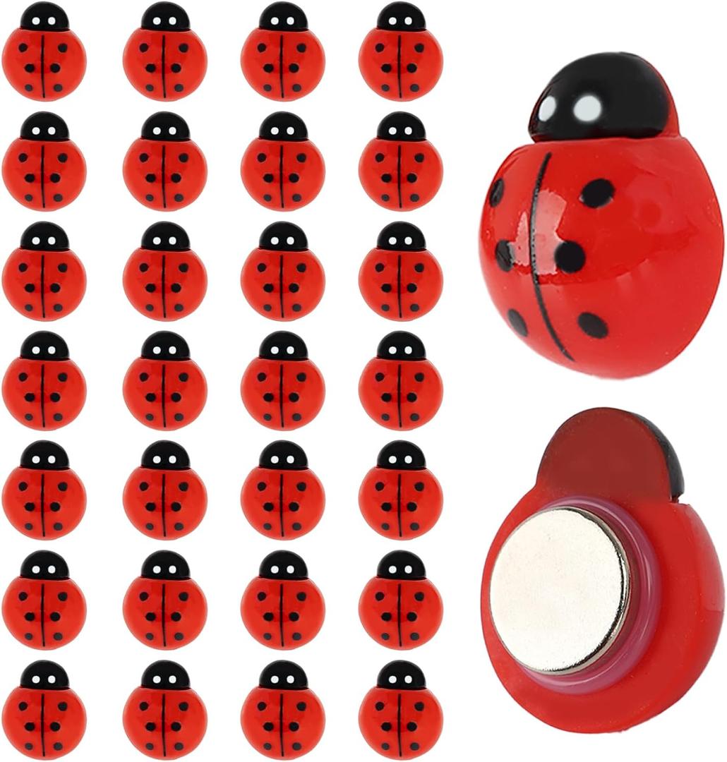 30 PCS Ladybug Fridge Magnets Cute Refrigerator Magnets Ladybug Decorative Sticker Locker Decorations for Whiteboard, Kitchen Fridge, Office, Dishwasher