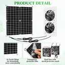 Rossesay 2 Sets Solar Panel Fan Kit 25W 12V Solar Fans for Outside Greenhouse USB Portable Waterproof Dual Fan with Metal Shell for Inside Chicken Coop, Shed, Pet House