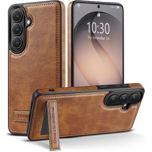 Designed for Samsung Galaxy S26 Plus Leather Case with Stand, Protection Slim Adjustable Kickstand Phone Cover Compatible with Samsung Galaxy S26 Plus (Brown)