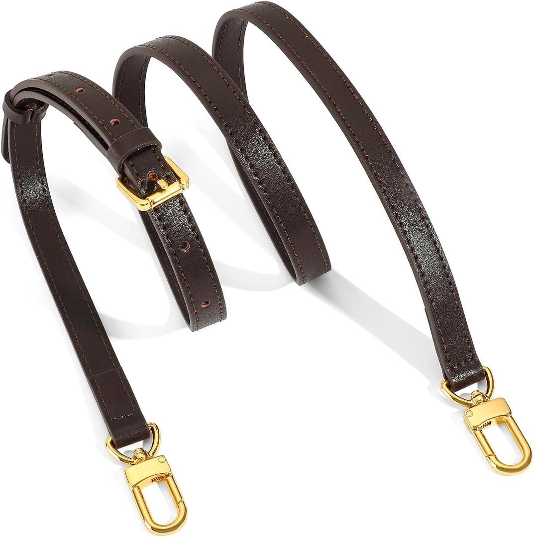 Vachetta Leather Replacement Adjustable Shoulder Strap for L V Handbag Replacement Bag Strap (Coffee Color-width: 0.6 in)