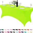 Spandex Table Cover for 6Ft or 4fT or 8ft Table Universal Fitted Stretch Tablecloth for Party, Banquet, Wedding and Events-Neon Lemon (72" x 30" (Rectangular))