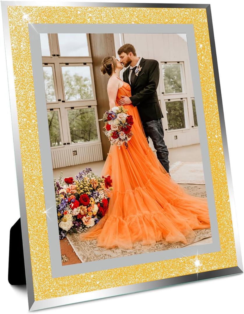 Glass Photo Frame 4x6 inch High Definition Vertical Horizontal Display Diamond Shiny Desk Table Shelf Wedding Decoration