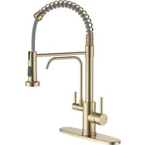 APPASO Gold Kitchen Faucet with Water Filter, Brushed Gold Kitchen Sink Faucet, 3 in 1 Kitchen Faucet (Without Water Filtration Device)