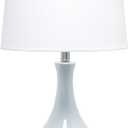 Elegant Designs LT3312-LTB Ceramic Genie Tear Drop Shaped Glossy Table Lamp, Light Blue