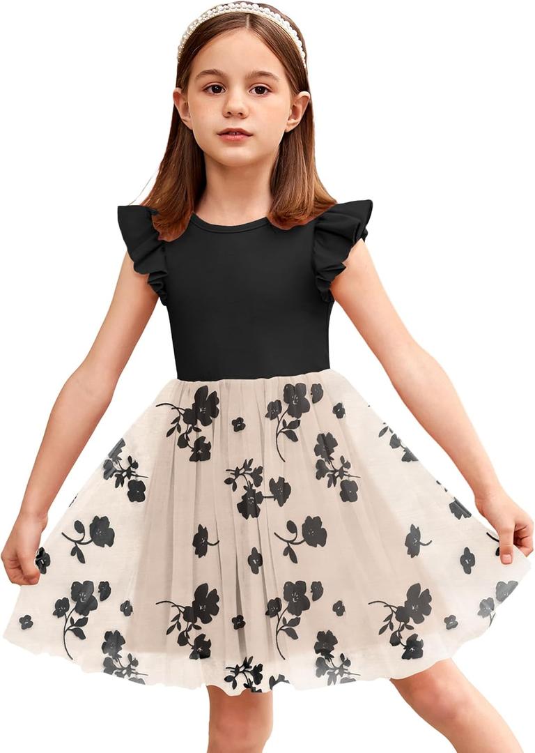 Arshiner Toddler Tutu Dress Little Girls Fluffy Summer Dresses Casual Party Tulle Sundress for Kids  (5-6 Years, Black+flower) Arshiner Toddler Tutu Dress Little Girls Fluffy Summer Dresses Casual Party Tulle Sundress for Kids  (5-6 Years, Black+flower)