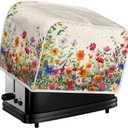 Colorful Flower Bushes Toaster Cover 2|4 Slice, Cartoon Daisy Dahlia Kitchen Small Appliance Cover Watercolor Pastoral Style Dust and Fingerprint Protection, Machine Washable -S