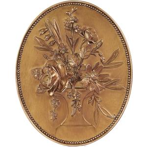 SIKOO Vintage Wall Sculptures Gold Flower Wall Art Hand Painted Ornate Wall Hanging Decoration Antique Pediment Wall Statue Ornament Decor Gallery for Kitchen Bedroom Living Room,Gold