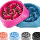 MateeyLife Slow Feeder Dog Bowls 2PCS, Anti-Choking Puzzle Dog Food Bowls, Anti-Slip Interactive Feeding Slow Down Eating, Bloat Stop Maze Dishes for Medium Large Breeds Purple&DarkBlue