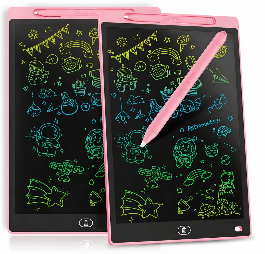 2 Pack Genialba LCD Writing Tablet 8.5-Inch Colorful Doodle Board, Toddler Learning Educational Toys Gifts for 3-8 Years Old Girls and Boys, Electronic Drawing Pad for Kids (Pink)