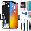 for iPhone 11 Screen Replacement, 3D Touch Digitizer Frame FHD COF LCD Display Full Assembly with Repair Tool Kit, Fit for Model A2111, A2223, A2221 Black 6.1 inch