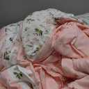 7 Pcs Queen Size Comforter Set with Sheets, Pink White Floral Pattern Printed Preppy Decor Reversible Bed Sets - 90 x 90 Soft Microfiber Flower Duvet Cottage Vintage Bedding in a Bag for Women Men