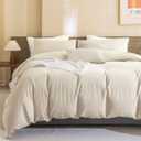 CozyTide Wheat Comforter Set for Queen Bed(90x90 Inch), 3 Pieces Cotton Bedding Comforters & Sets, Soft Solid Lightweight Fluffy Queen Bedding Set for All Season