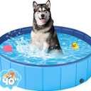 YSJILIDE Portable Dog Pool PVC Pet Swimming Bathtub Collapsible Hard Plastic Pool for Pets to Swim and Bath (M-40"x 12" Blue)