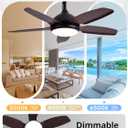 Orison 42" Plug-in Outdoor Ceiling Fan with Light, 5-Blade Hanging Patio Fan for Gazebo Porch, IP44 Waterproof, Quiet DC Motor, 6-Speed, App & Remote Control, Dimmable LED, Reversible, Wood