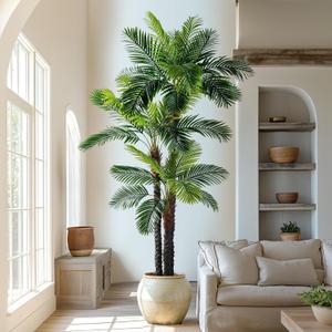 Erimda 9.1FT Artificial Phoenix Palm Tree Artificial Plants Indoor Outdoor Large Faux Coconut Silk Palm Tree Tropical Fake Tree Faux Sago Palm Plant for Modern Farmhouse Yard Outside Patio Poolside