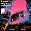 2 x MOZOTER for iPhone 17 Pro Case with Kickstand,[Compatible with MagSafe] [12FT Military Grade Protection] Slim Translucent Matte Shockproof Phone Case,6.3",Rosered