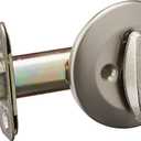 Kwikset 663 Deadbolt Unkeyed Deadbolt Lock, Satin Nickel Round Interior Turn Piece for Front Entry Door, with Latch and Adapter, No Exterior Assembly
