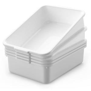 5-Pack Commercial Bus Tubs Box/Tote Box, White Plastic Storage Bin with Handles/Wash Basin Tub (8 Liter), White