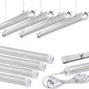 Skymoatled 8Pack 4FT LED Shop Light Garage Lights,50W 6000K 7500LM White Light,Hanging/Surface Mount,T8 4FT Tube Lamp for Warehouse Workshop Basement,Linkable LED Shop Lights,Plug and Play