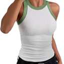 Tank Tops for Women Summer Sleeveless Round Neck Basic Cami Top Slim Knit Ribbed Racerback Blouses (XX-Large)