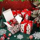Sabary 25 Pcs Christmas Gift Boxes with Lids 4 x 4 x 4 Inches Candy Christmas Kraft Gift Boxes with Red Ribbons Small Present Box for Xmas Wedding Party Favor Birthday (Delicate Style)