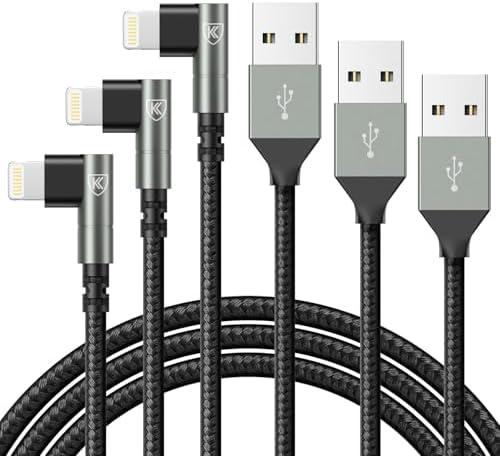 iPhone Charger 10FT,3Pack 90 Degree Charging Cable, [Apple MFi Certified] Long Lightning Cable Fast Charging Cord Compatible for iPhone 14/13/12/11/Pro/Max/Mini/X/Plus/8/7/6/5S/SE/Plus/iPad (10FT)