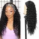 G&T Wig Headband Wigs for Black Women Wet and Wavy Headband Wig Curly Wave Synthetic Wigs Glueless Heat Resistant Long Wigs for Daily Party Use (24 inches)
