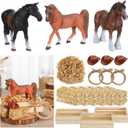 Amyhill 19 Pcs Western Horse Party Decorations Cowboy Table Centerpieces with 5.5 Inch Realistic Horse Figurines Mini Hay Bales Cowboy Hats for Western Themed Party Table Centerpieces Decorations