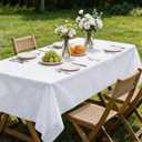 Docoper Plastic Table Cloth Disposable 3 Pack 54x108 Inch White Table Cover | Rectangular Table Cloth Leakproof Party Tablecloth Disposable Decorative for Weddings Picnic Shower Birthday Wedding BBQ, 54" X 108" Rectangle