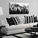 Foggy Forest Wall Art for Bedroom Black and White Pictures for Wall Living Room Home Office Canvas Wall Decor Ready to Hang 20 x 40 Inch