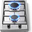 Gas Cooktop 2 Burner, 12 Inch Built-in Propane Cooktop, NG/LPG Dual Fuel Gas Stove Top with Thermocouple Safety Protection, Stainless Steel Stove for Apartment, Kitchen & RV