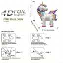 5 Pcs Self Standing Unicorn Balloons - 3D Rainbow and Star Foil Balloons for Birthday Party Decorations and Supplies