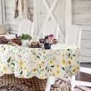 Yighty Oval Floral Tablecloth 60 x 84 inches, Yellow Floral Watercolor Table Cloth, Waterproof Wrinkle Resistant Tablecloth, Spring Summer Decoration for Holiday Kitchen Dining Room