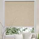 Persilux Free-Stop Cordless 100% Blackout Roller Blinds for Indoor Windows, Natural Woven Fabric UV Protection Privacy Thermal Insulated Roller Shades for Windows, Home, Office, Khaki 20" W x 72" H (20"W x 72"H, Khaki (100% Blackout))