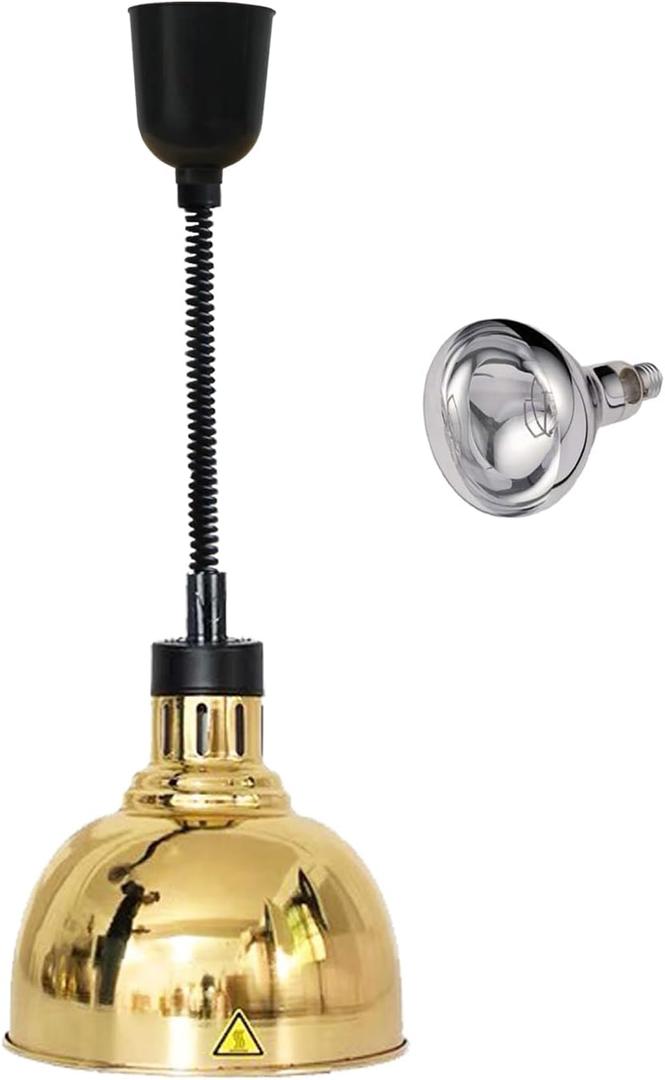 110V Food Heat Lamp Commercial Food Warmer Light Hanging Food Heating Lamps for Buffet,Kitchen,Restaurant,Catering (Gold)