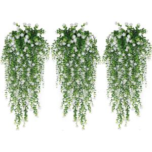 WEISPARK Artificial Hanging Flowers, 9pcs Fake Eucalyptus Vine Faux Flower Greenery Garland Plastic Plants for Indoor Outdoor Wall Garden Wedding Home Party Decor