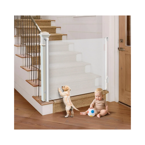 Retractable Baby Gate for Stairs, 55" Wide Mesh Pet Gate, Automatic Tension, One-Hand Operation, 38" Tall Baby Gates for Doorways, Hallways, Deck, Indoor Outdoor, Safe, Easy to Fit, White Retractable Baby Gate for Stairs, 55" Wide Mesh Pet Gate, Automatic Tension, One-Hand Operation, 38" Tall Baby Gates for Doorways, Hallways, Deck, Indoor Outdoor, Safe, Easy to Fit, White