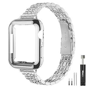 QUNDAXI Slim Watch Band Compatible with Apple Watch 41mm 45mm 42mm 44mm 40mm 38mm Metal stainless steel Watchband suitable for iWatch 87654321SE series Women Luxury strap (38mm 40mm 41mm,