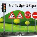 Kiddie Play Traffic Light Toys for Kids with 5 Street Signs