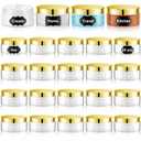 Dandat 24 Pcs 4 oz Plastic Jar Container with Lid and Label Refillable Empty Round Clear with Gold PET Cosmetic Sample Slime Containers for Lotion, Cream, Ointments, Body Butter, Makeup Travel Storage