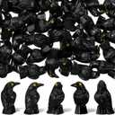 150 Pcs Miniature Crows Decor Mini Resin Crows Figures Black Raven Figurines Tiny Resin Animals for Holiday Scene Micro Landscape Spooky Party Table Decor