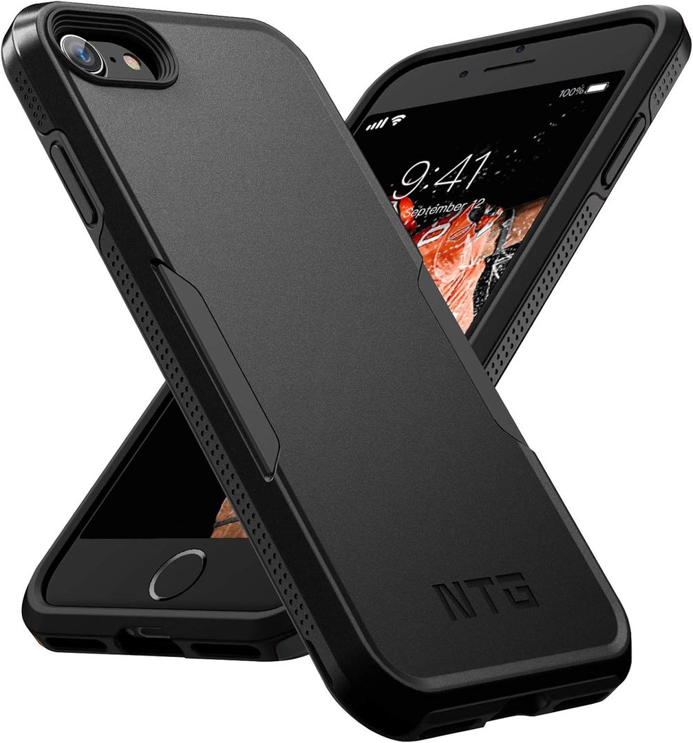 NTG Shockproof Designed for iPhone SE 2022 Case/iPhone SE 2020 Case, Heavy-Duty Tough Rugged Lightweight Slim Protective Case for iPhone SE/8/7-Black | Shockproof, Heavy-Duty, Tough, Rugged, Lightweight