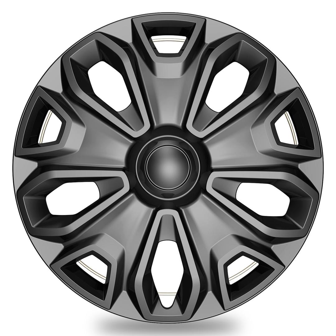 TangMiGe 4-Pack Hubcaps Wheel Covers Compatible with Ford Transit 150/250 / 350, 2015 2016 2017 2018 2019 2020 2021 2022 2023 2024, 16 inch, 5 Y Spok, Standard Leg, Black Color