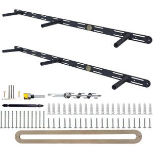 42 inch Heavy Duty Floating Shelf Bracket Set of 26 Inch Rod Solid Steel Hidden Shelf Brackets for Floating Wood ShelvesInvisible Wall Mount Bracket for Home & Office(42 inch with Build Kit)