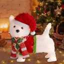 Christmas Lighted Dog Decoration Pre-lit 3D Glittered Fluffy Puppy Battery Operated Lighted Up Standing Ornament Outdoor Indoor Christmas Decoration for Home Lawn Yard Garden Display