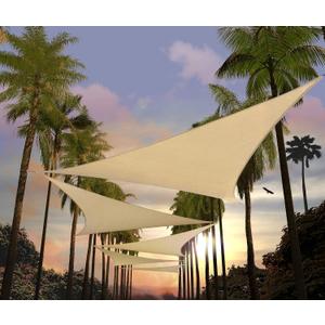 Amgo 8' x 8' x 8' Beige Triangle Sun Shade Sail, 95% UV Block Outdoor Shade Canopy, 200GSM HDPE Breathable Mesh Fabric for Small Patio Balcony and Garden