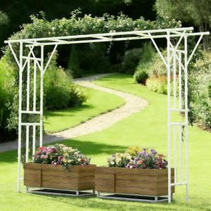 Flat Top Garden Arch Trellis 11FT x 9FT, Super Large Arbor Trellis for Climbing Plants Outdoor 141.7in x 108in x 19.7in, Metal Garden Frame for Backyard, Lawn, Archway, Wedding Decoration, Patio White