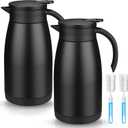 Norme 2 Pcs Thermal Coffee Carafe Insulated Stainless Steel Coffee Carafe for Hot Liquid Vacuum Thermal Pot Creamer Pitcher Dispenser with Brushes Keeping Hot Water Milk(Black,34 oz)