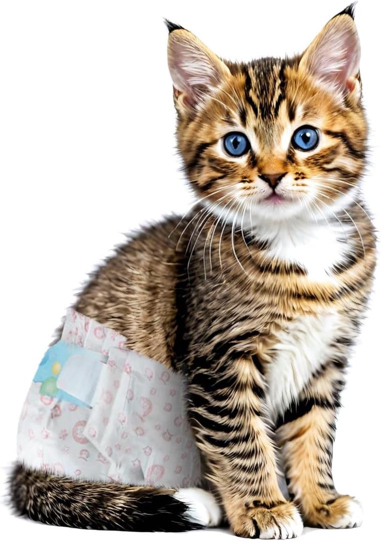 Disposable Cat Diapers, 40 Count Perfect for Both Male and Female Cats, for Elderly, (XS) Incontinent, or Post-Surgery Cats and Dog Leak-Proof, Super Absorbent & Hypoallergenic Pet Diapers