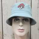 2 x Mushroom Embroidered Bucket Hat for Men Women Girl, Light Blue Summer Travel Fisherman Beach Sun Hat Embroidery Outdoor Cap (Blue)
